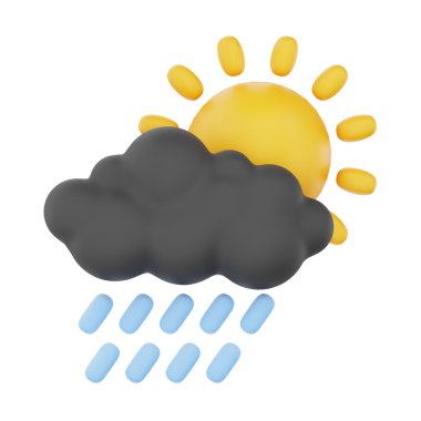 Cloudy heavy rain day 3d render weather icons set