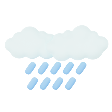 Cloudy heavy rain with rainbow 3d render weather icons set