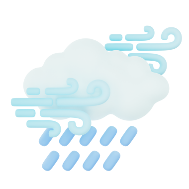 Cloudy windy rain 3d render weather icons set