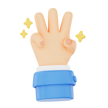 A 3D character hand making a peace sign, suitable for social media, messaging, or positivity campaigns.