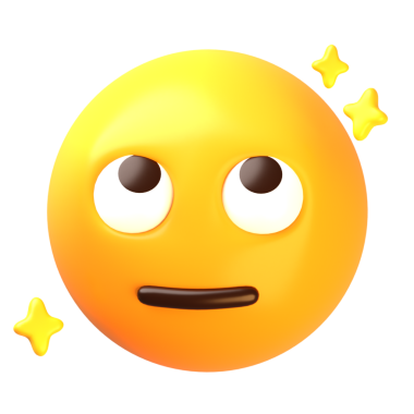 A large yellow emoji face showing contemplation, surrounded by sparkling effects, suitable for social media or messaging apps.
