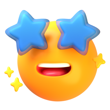 Expressive emoji with starry eyes, ideal for conveying excitement, amazement, or admiration in digital content.