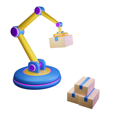 Automation production industry with 3d render AI robot illustration