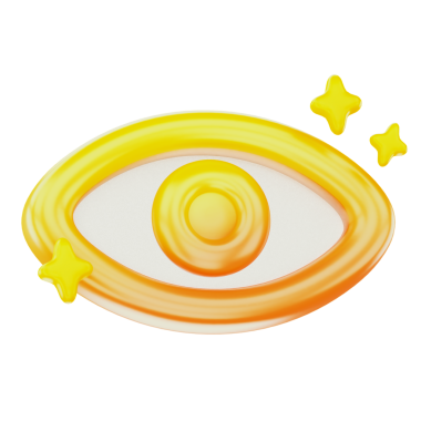 Vibrant digital illustration of an abstract eye with star elements, suitable for branding, creative projects, or digital art.