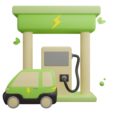 Modern green EV charging station ideal for sustainable transportation, suitable for innovation, eco-friendly, smart city projects.
