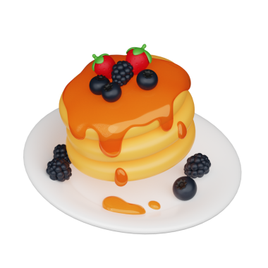 Delicious pancake stack topped with berries, suitable for food photography, menu design, or culinary websites.
