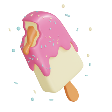 A pink and white ice cream with a wooden stick, suitable for summer, dessert, or refreshment promotions.