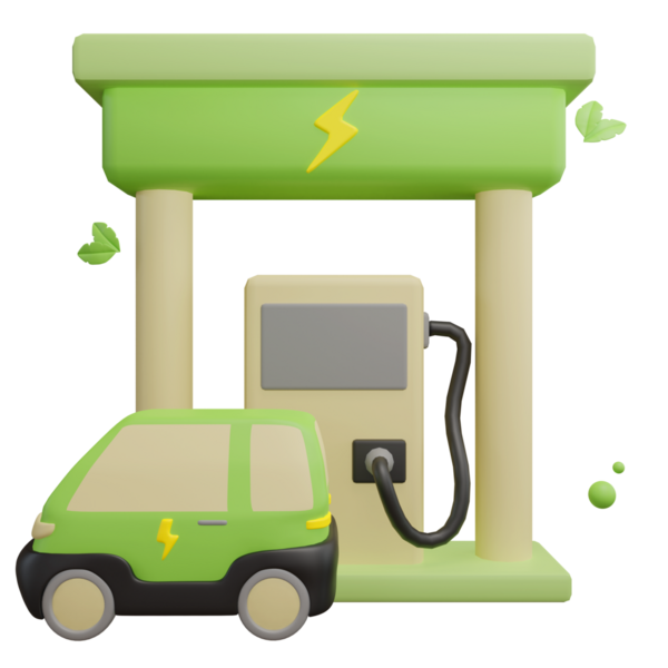 Modern green EV charging station ideal for sustainable transportation, suitable for innovation, eco-friendly, smart city projects.