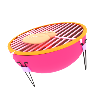 Compact portable grill suitable for outdoor cooking, parties, camping, and picnics, featuring a vibrant pink design.