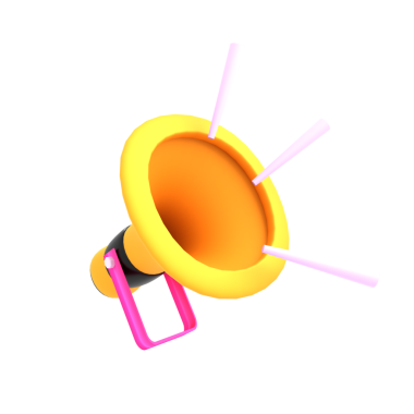A colorful 3D illustration of a vintage megaphone, suitable for marketing, advertising, and promotional content.