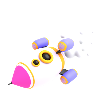 A cute robot designed as a rocket, suitable for technology, innovation, and space-themed promotional content.