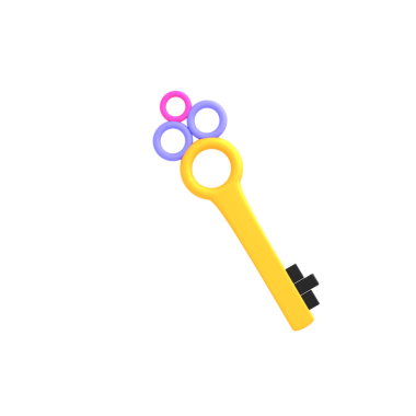 Simple graphic of a key with colorful circles at the top, suitable for design or branding purposes.