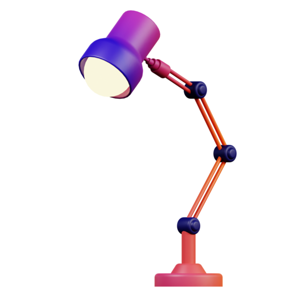 Stylized 3D desk lamp character suitable for modern lighting and interior design promotions.