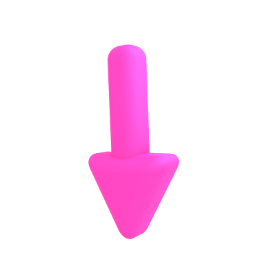 Simple pink arrow pointing downward, suitable for indicating decrease or reduction in web or app interfaces.
