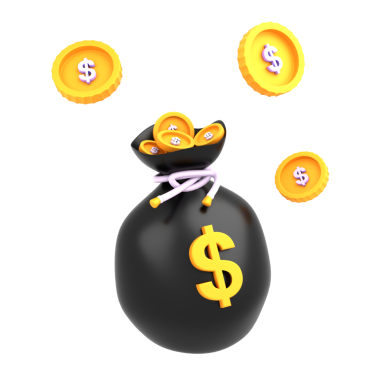 Illustration of a money bag with coins, ideal for finance, wealth, or investment themes in digital content.