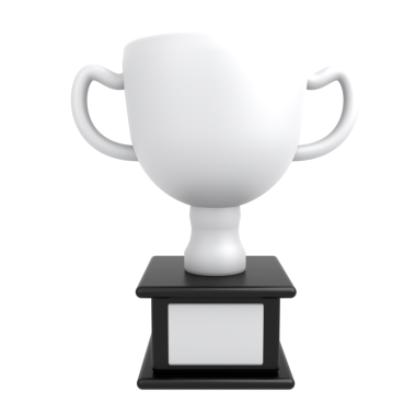 A sleek white trophy symbolizing achievement, suitable for awards, recognition, and celebratory events.