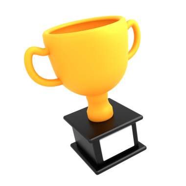 A shiny gold trophy with handles on a sleek black base, symbolizing achievement and success in competitions.