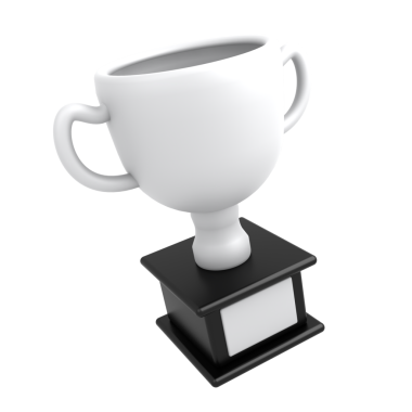 A sleek white trophy cup with a black base, ideal for awards, ceremonies, and recognition events.