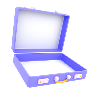 A 3D illustration of a laptop-shaped suitcase suitable for travel and tech branding applications.