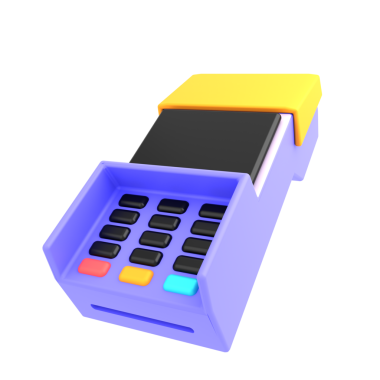 Detailed 3D illustration of a payment terminal showcasing keypad, card slot, and display for financial technology context.