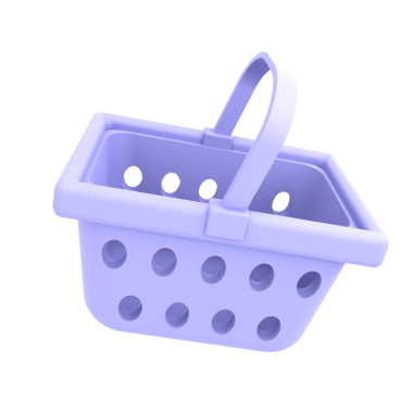 A pastel purple plastic shopping basket, ideal for retail, grocery, and online store visuals, emphasizing product organization.