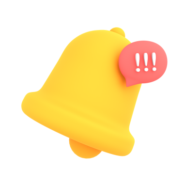 Simple yellow notification bell icon with alert speech bubble, suitable for UI alerts, notifications, or messaging apps.