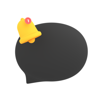 Minimalist speech bubble featuring a yellow bell notification icon, suitable for communication or alert topics in digital content.