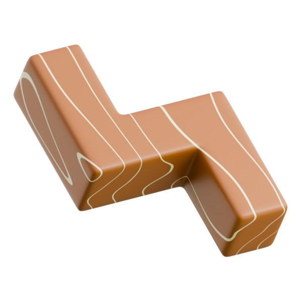 A 3D wooden letter H with a polished surface, suitable for design, branding, and educational materials.