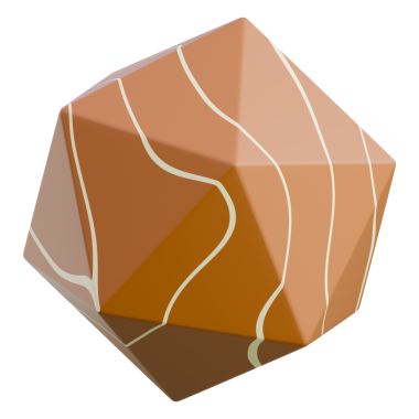 3D Render Digital illustration of an abstract geometric stone with various shades and lines, suitable for design and branding.