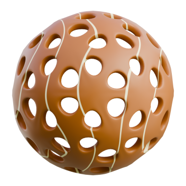 A detailed 3D illustration of a spherical object with holes, suitable for technology and design applications.