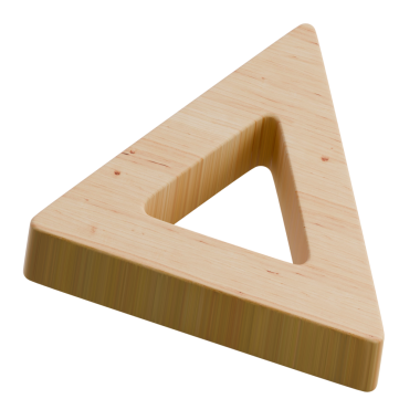 A wooden triangular ruler suitable for technical drawing, engineering, and educational purposes.