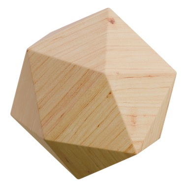 A natural wooden hexagon-shaped block suitable for crafts, dcor, or educational displays.