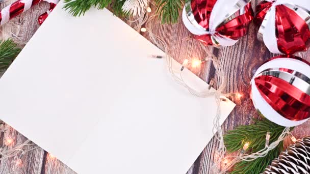 Carte Voeux Espace Copie Noël Avec Décoration Traditionnelle Ampoules Scintillantes — Video