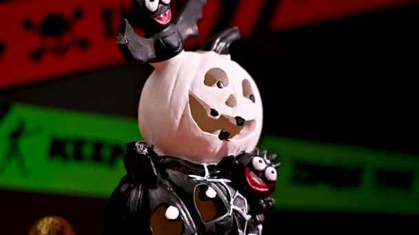 Spooky Halloween Decor Pumpkin Themed Decoration Ideas — Stock Video