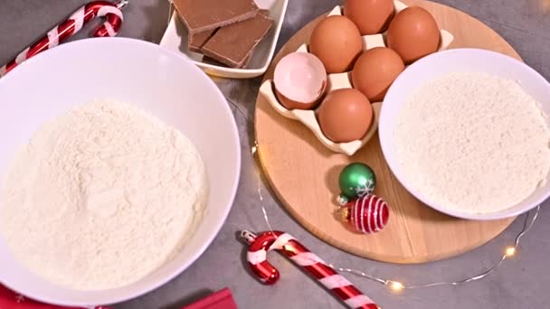 Festive Cooking Table Set Christmas Cookie Magic — Stock Video