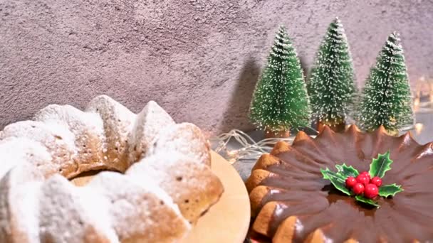 Gâteaux Noël Magnifiquement Décorés Voler Spectacle Dessert — Video