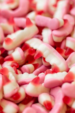 Diş şeklinde renkli reçel, tatlı tatlı tatlı, yakın plan..