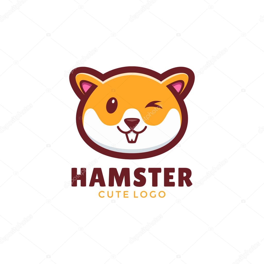 Mascot Head Hamster Logo Modern Vector Design Template