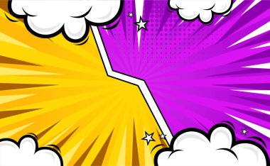 En İyi Sarı Mor Çizgi Roman Arkaplan Tasarım Vektörü Şablonu