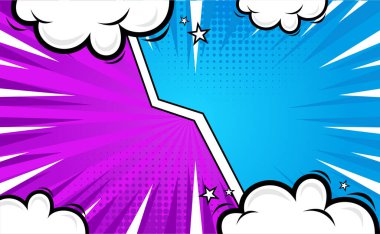 En İyi Mavi Mor Çizgi Roman Arkaplan Tasarım Vektörü Şablonu