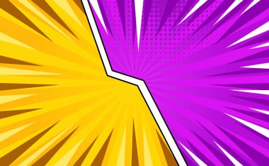 Sarı Mor Çizgi Roman Arkaplan Tasarım Vektörü Şablonu