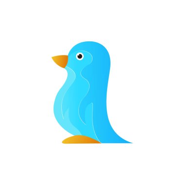 Mavi Penguen Logo Vektör Tasarım Şablonu