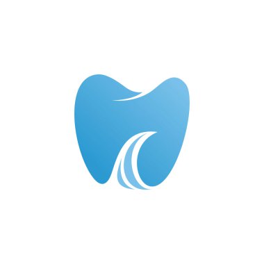 Dalga Diş Logosu Vektör Tasarım Şablonu