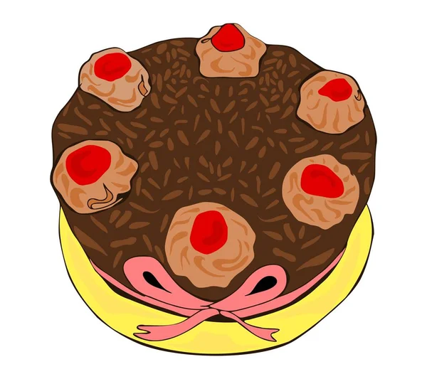 Birthday Chocolate Cake Vector Illustration — Stock Photo, Image