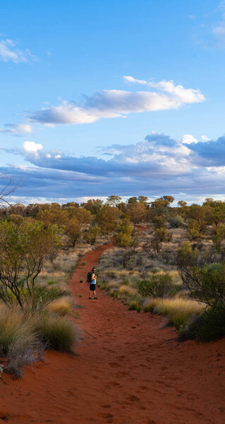 man trekking in the australian desert