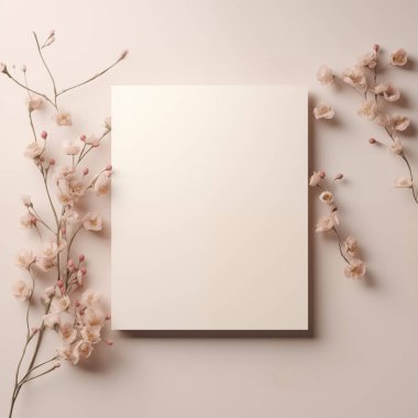 Renkli arka planda güzel çiçekler olan boş bir kart. Metin için boşluk