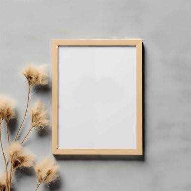 Beyaz duvardaki boş çerçeve, 3 boyutlu. 3D illüstrasyon modeli,