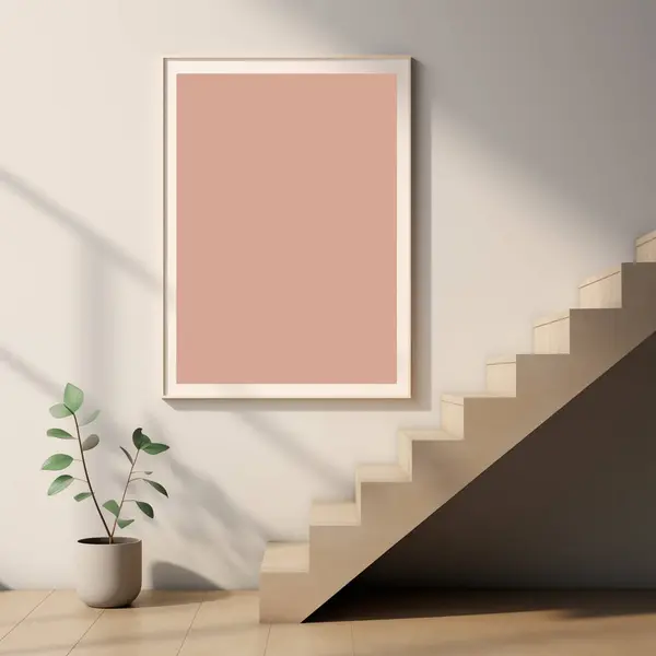modern interior poster with blank picture frame. 3 d rendering.