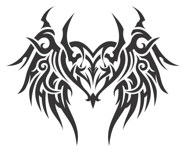 タトゥーアート 芸術スタイル シンボルとサイン ステッカー ロゴなどのための部族タトゥーブラックハートデザイン — ストックベクタ