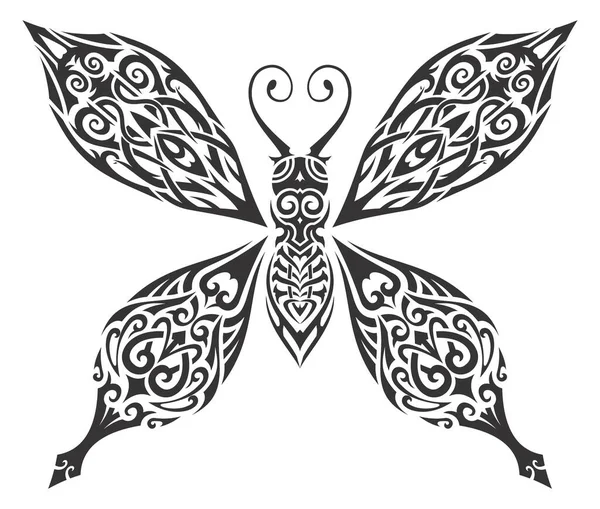 Tätowierung Des Schmetterlings Für Tätowierkunst Kunststil Aufkleber Symbol Und Zeichen — Stockvektor